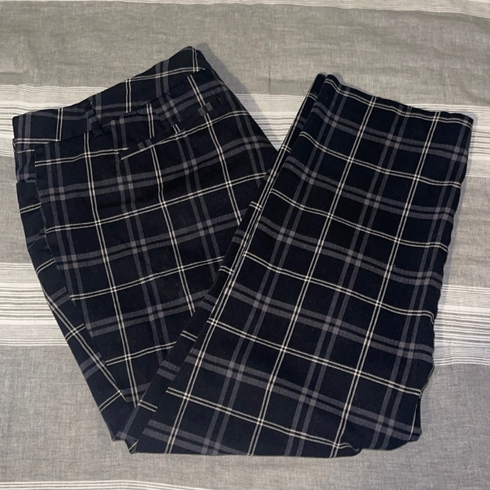 Worthington Slim Ankle Black Plaid Dress Slacks